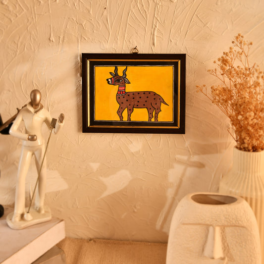 Hand made Madhubani Painting Hiran with Frame