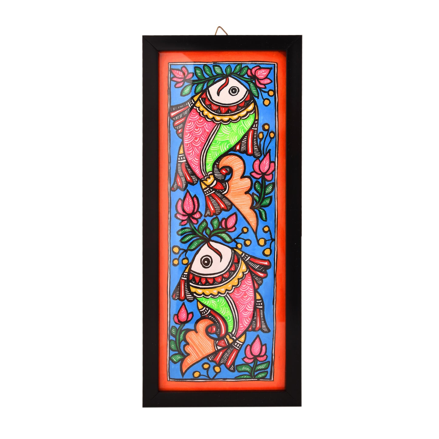 Hand made Mdhubani Painting with Frame- Fish
