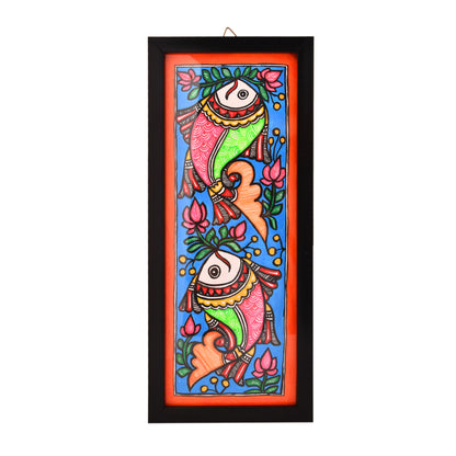 Hand made Mdhubani Painting with Frame- Fish