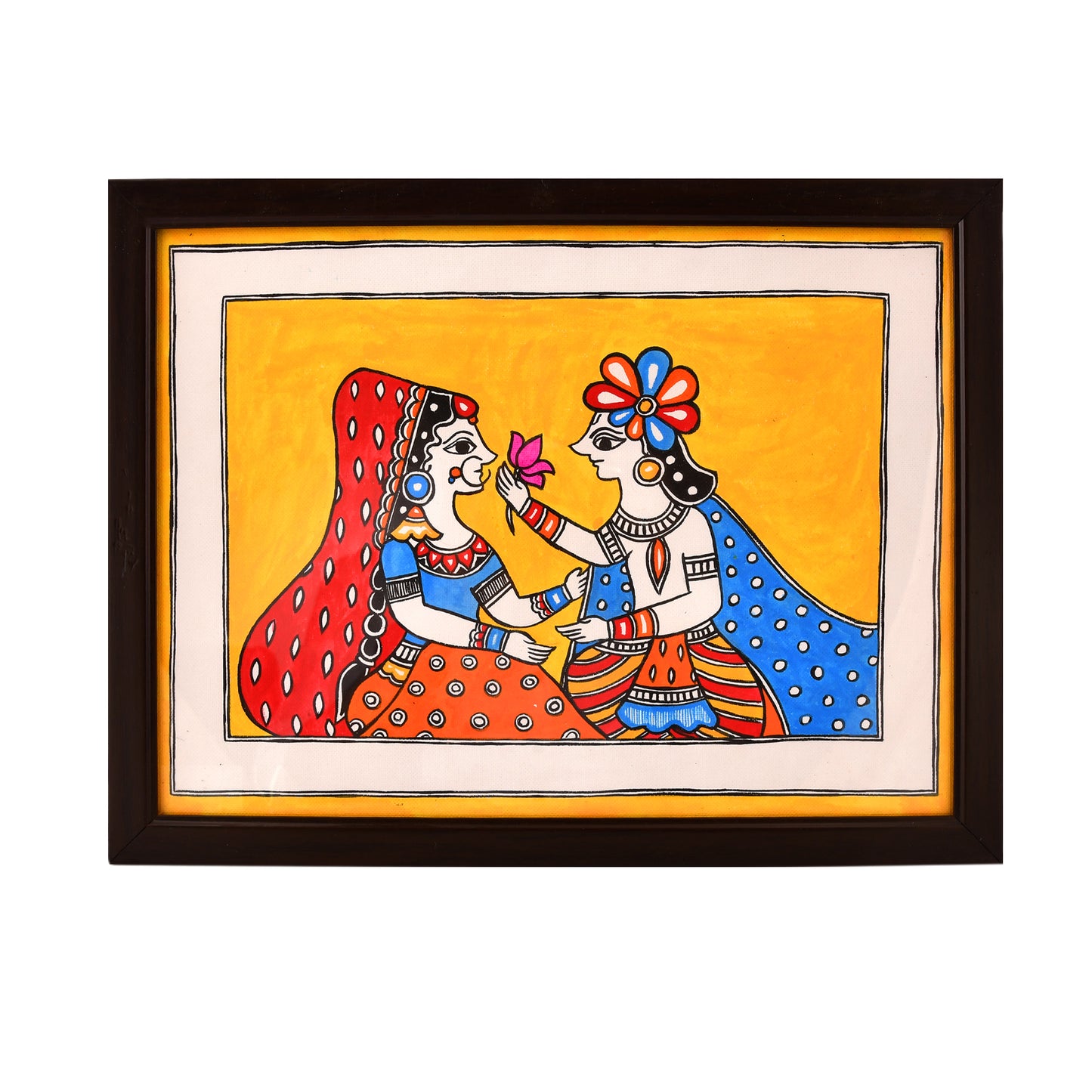 Hand made Madhubani Painting with Frame- Radha Krishna