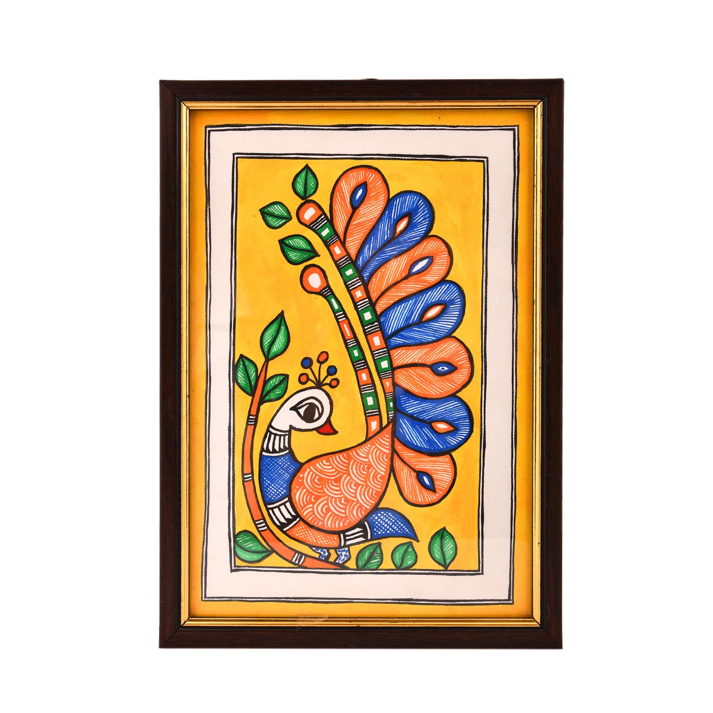 Hand made Madhubani Painting with Frame- Peacock