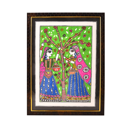Hand made Madhubani Painting with Frame- Peacock