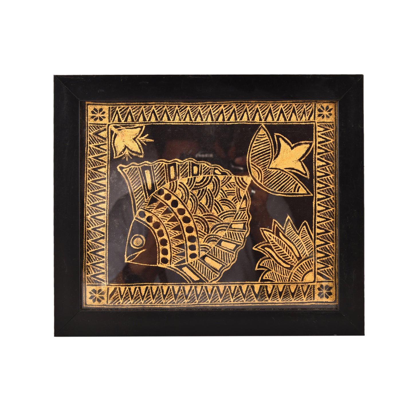 Hand made Premium Fish Madhubani Painting with Frame