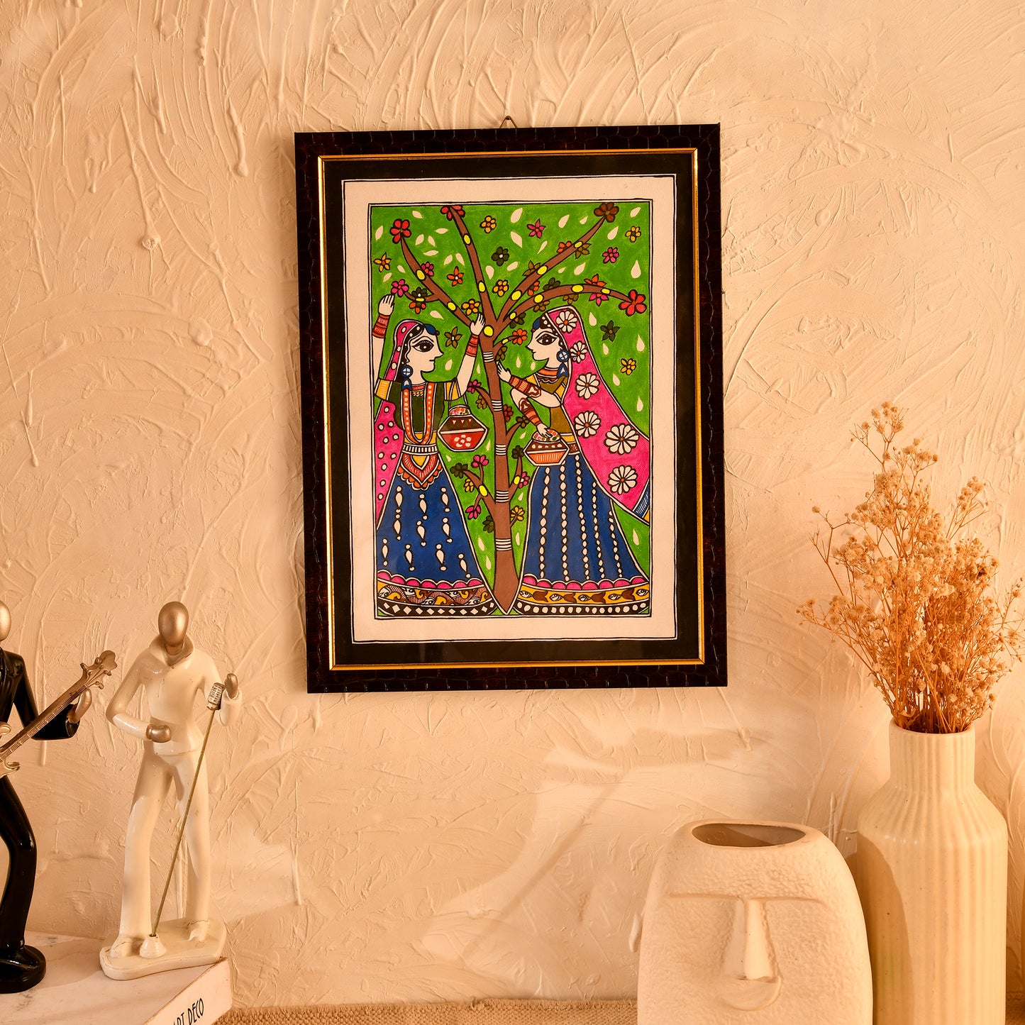 Hand made Madhubani Painting with Frame- Peacock