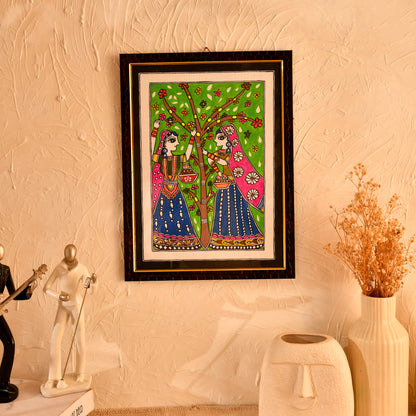 Hand made Madhubani Painting with Frame- Peacock
