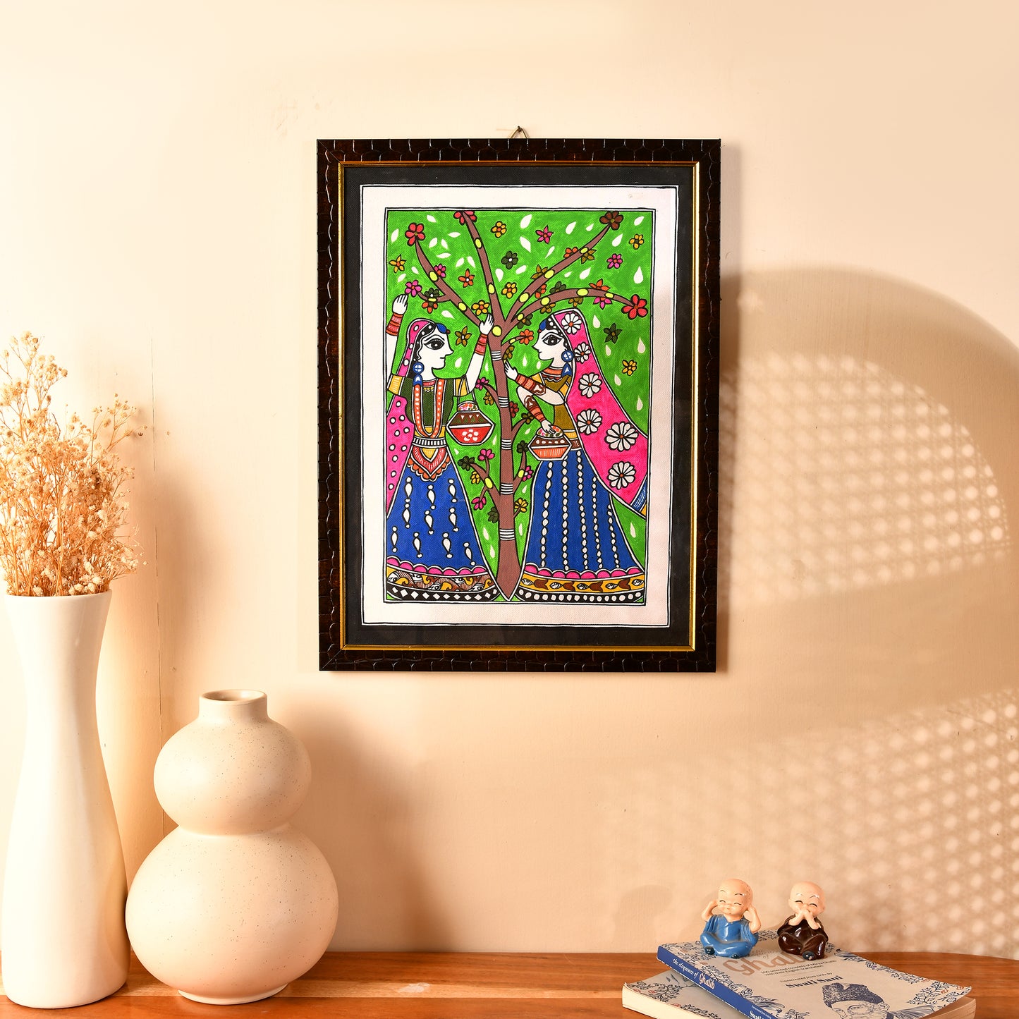 Hand made Madhubani Painting with Frame- Peacock