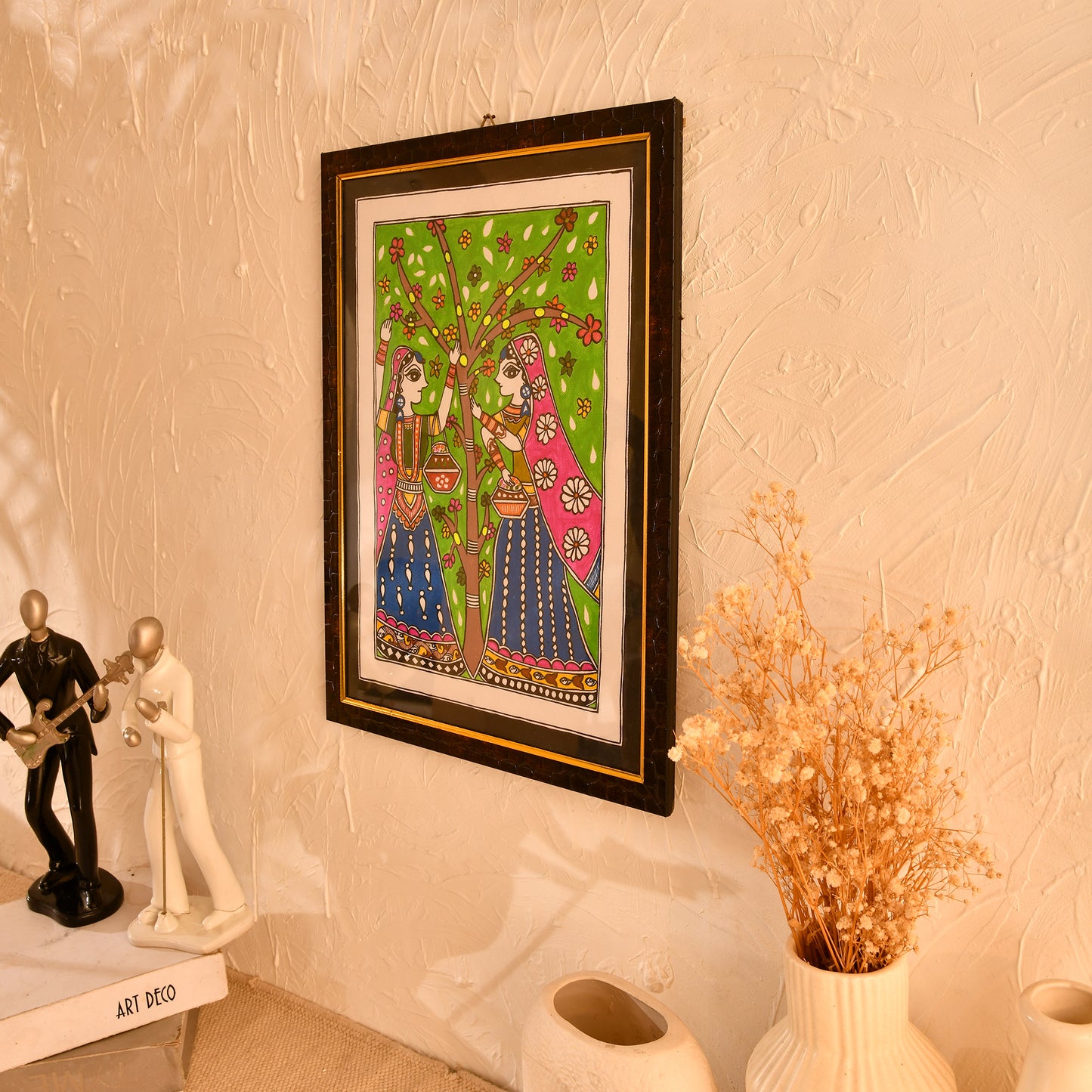 Hand made Madhubani Painting with Frame- Peacock
