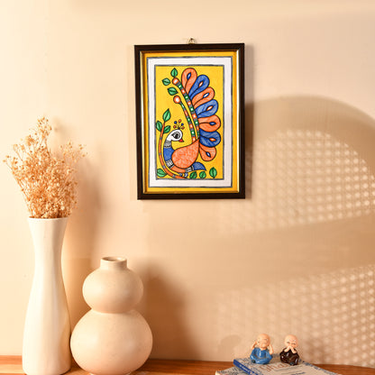 Hand made Madhubani Painting with Frame- Peacock