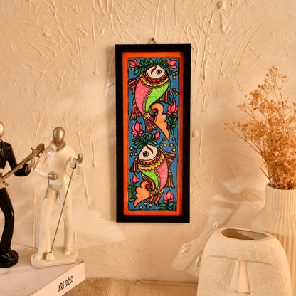 Hand made Mdhubani Painting with Frame- Fish