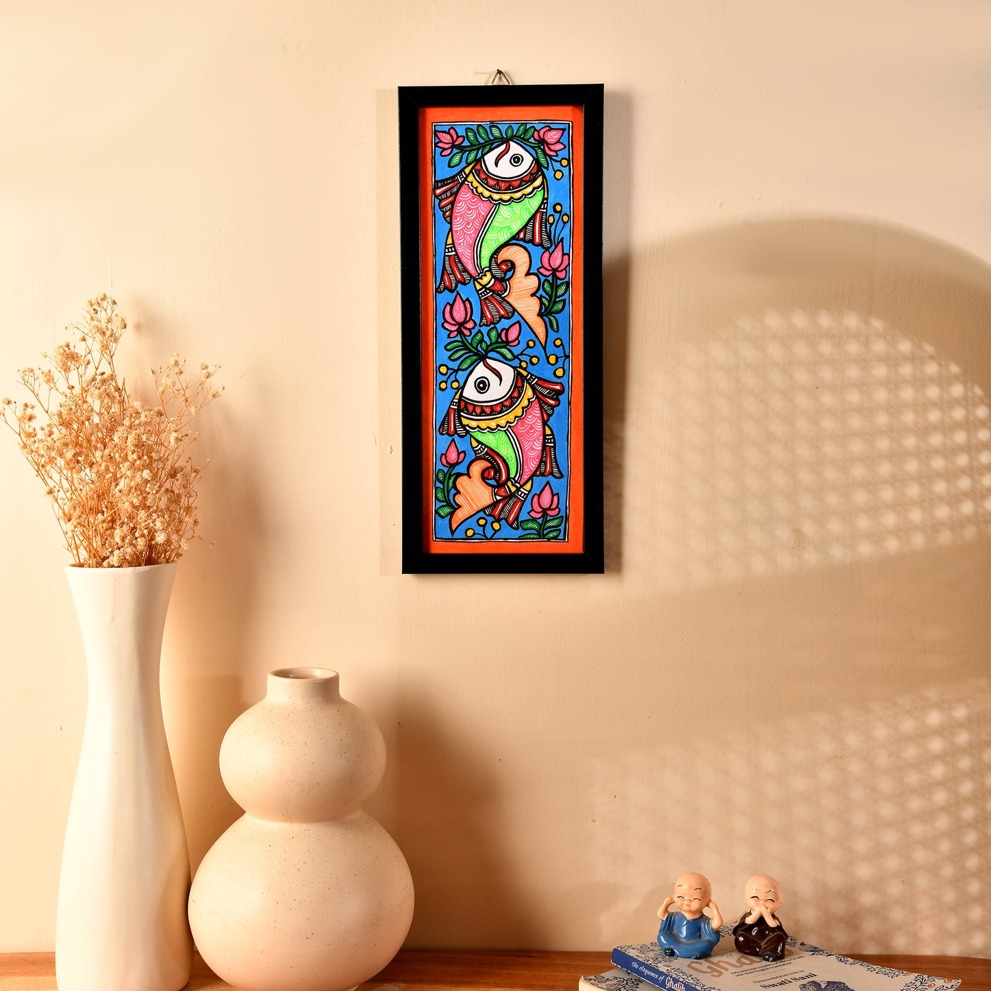 Hand made Mdhubani Painting with Frame- Fish