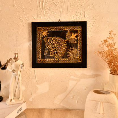 Hand made Premium Fish Madhubani Painting with Frame
