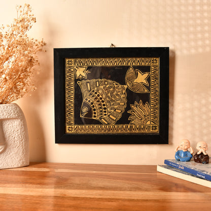 Hand made Premium Fish Madhubani Painting with Frame