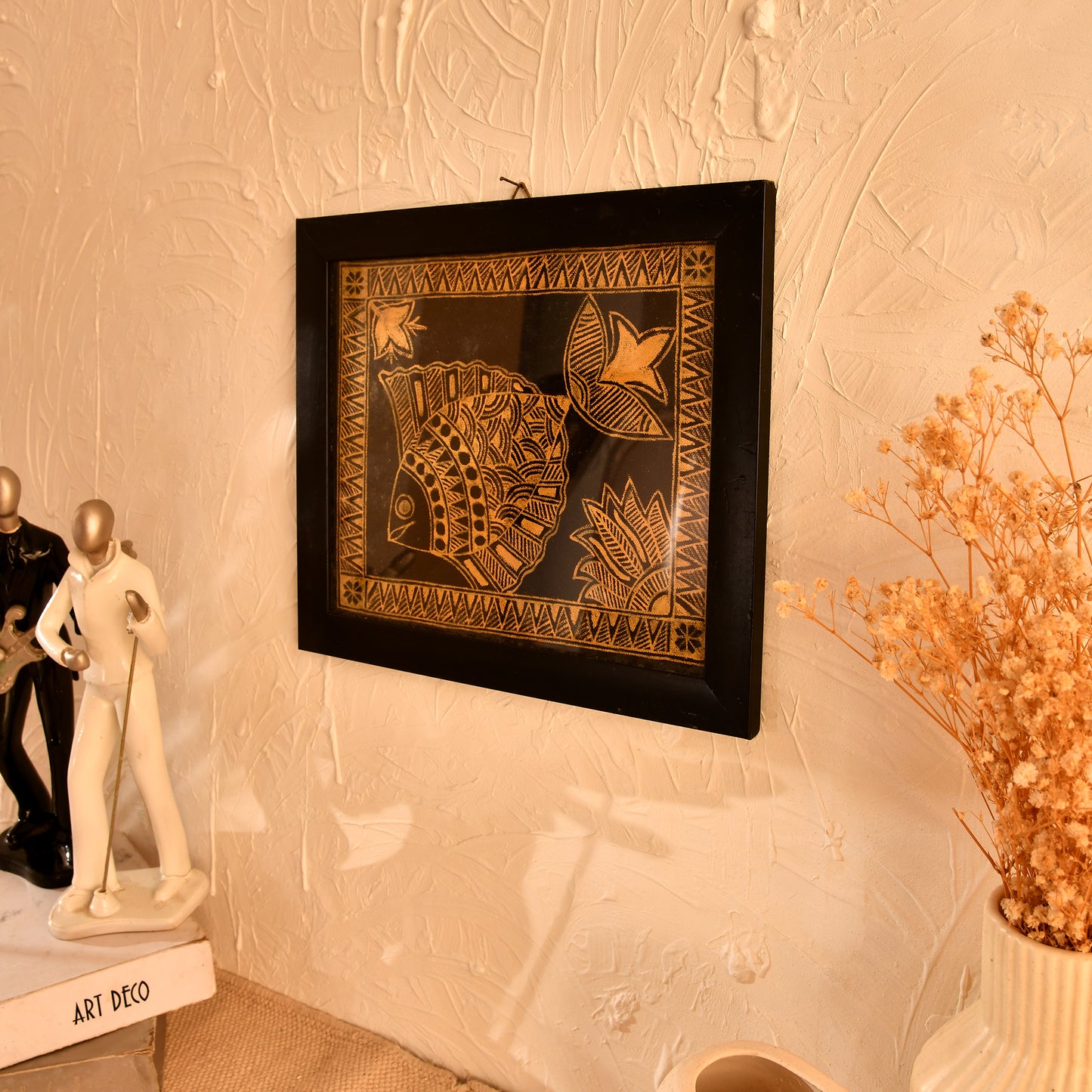 Hand made Premium Fish Madhubani Painting with Frame
