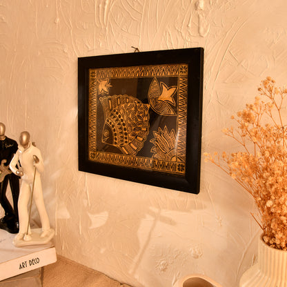 Hand made Premium Fish Madhubani Painting with Frame