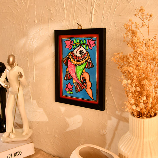 Hand made Fish Madhubani Painting with Frame
