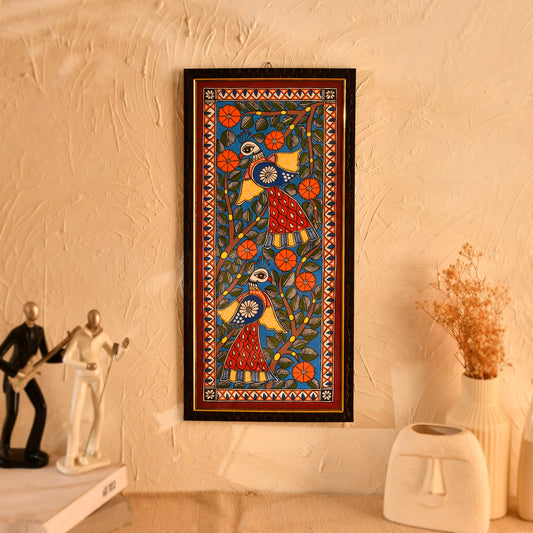 Hand made Madhubani Theme Painting  with Frame