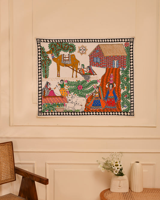 Hand made Madhubani Theme Painting without Frame