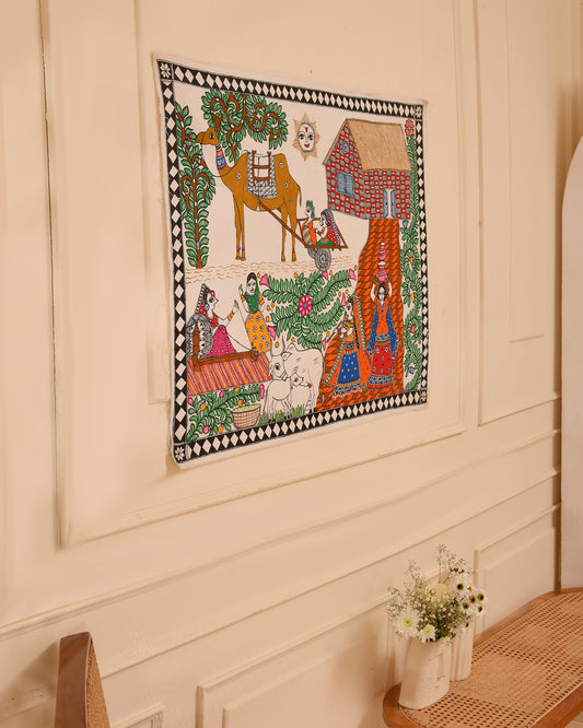 Hand made Madhubani Theme Painting without Frame