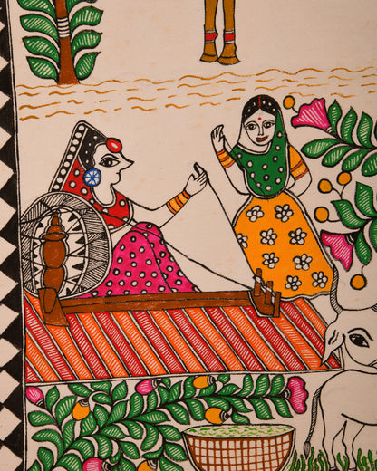 Hand made Madhubani Theme Painting without Frame