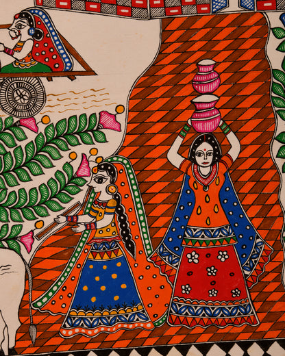 Hand made Madhubani Theme Painting without Frame